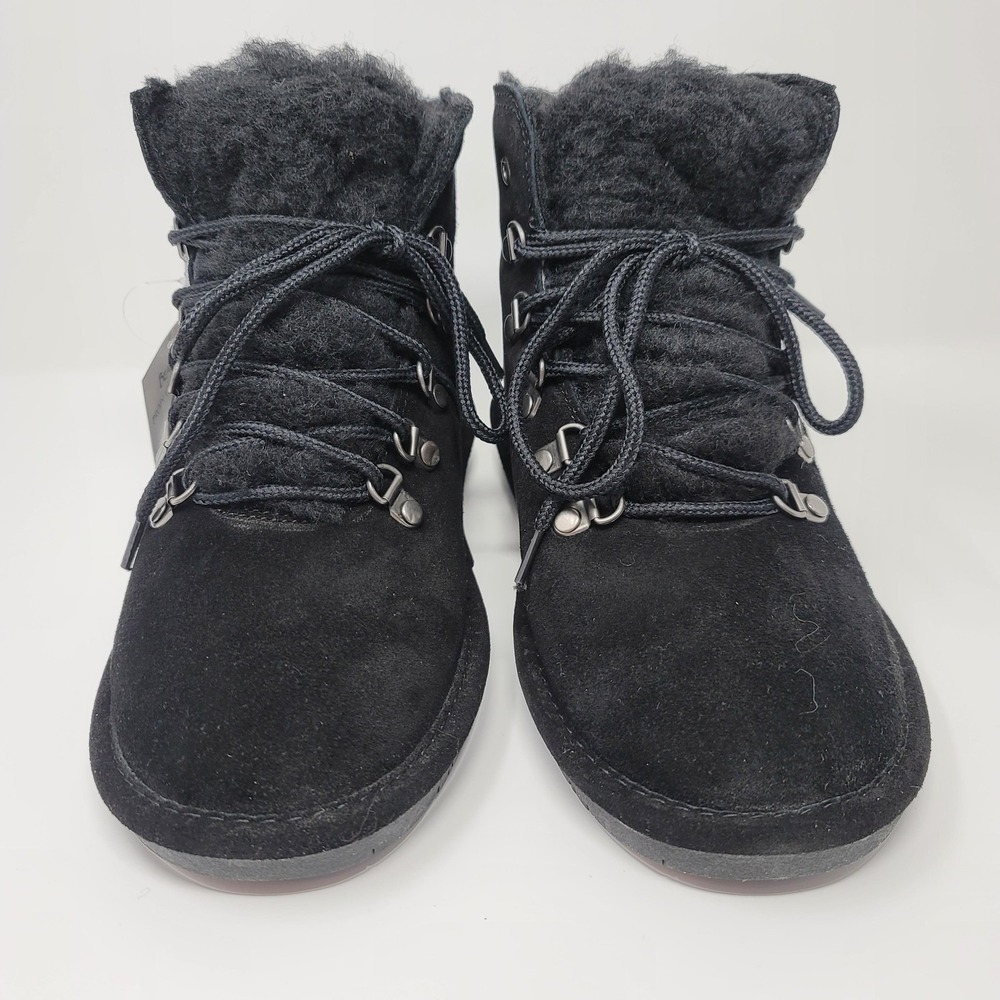 Bearpaw Kerri Suede Lace Up Ankle Snow Boots Booties Size 8 Wide Black Neverwet‎ - Picture 2 of 15